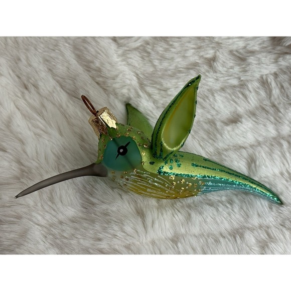 BEAUTIFUL Anthropologie Hand Blown Glass Hummingbird Ornament • Poland • Glitter - Picture 10 of 11